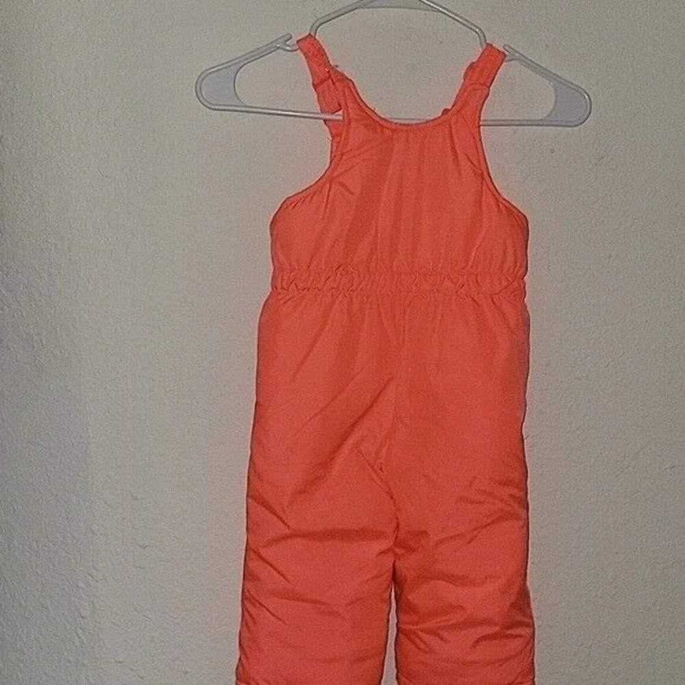 OshKosh Bgosh Girls Neon Coral Pink Orange Insulated Snow Bib Pants‎ 18M